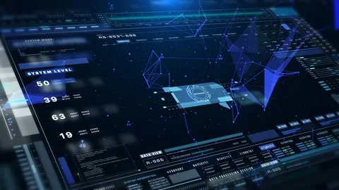 HUD Technology Futuristic Digital Encoder Data Sampling Simulation Stock-Footage 335581228