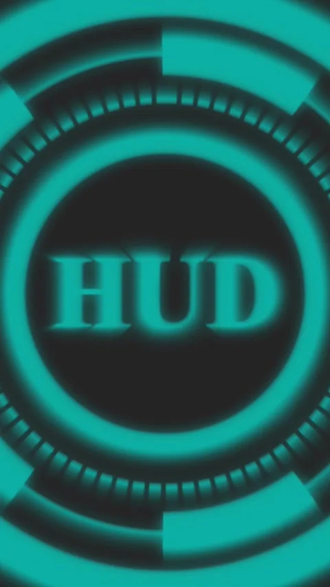 Hud technology interface animation with circular glowing elements rotating .. Stock Footage 338039433