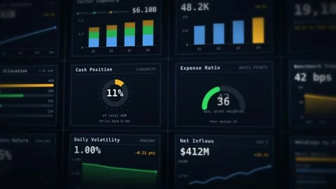 HUD Terminal Data Visualization Financial Dashboard Interface Digital Analytics Stock Footage 342478558
