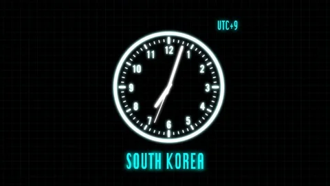 HUD Time Zone Analog Clock Futuristic Element Difference Country Location Stock Footage 85109979