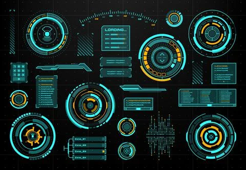 HUD touch user interface futuristic circular panel Stock Illustration