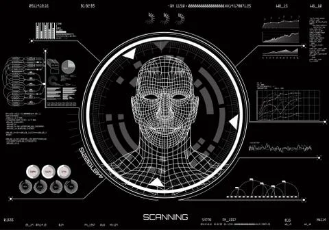 HUD UI. Concept of face scanning, elements modern interface Illustrazione stock