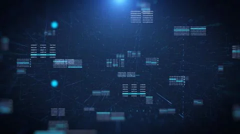 HUD UI Digital Data Futuristic Numeric Sequence Simulation Concept Illustration Illustrazione stock