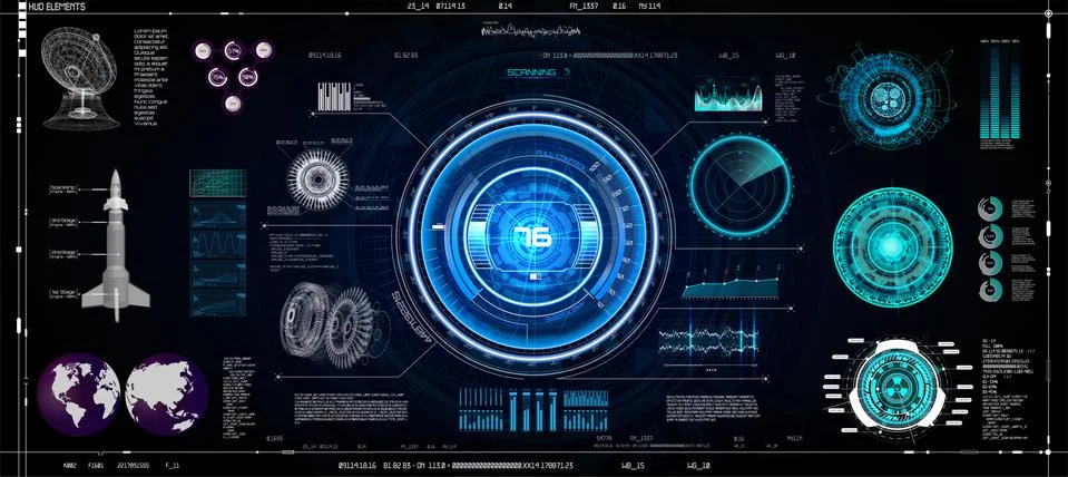 Hud Ui Elements Set. Colorful Technology Elements Sci-Fi for App Stock Illustration