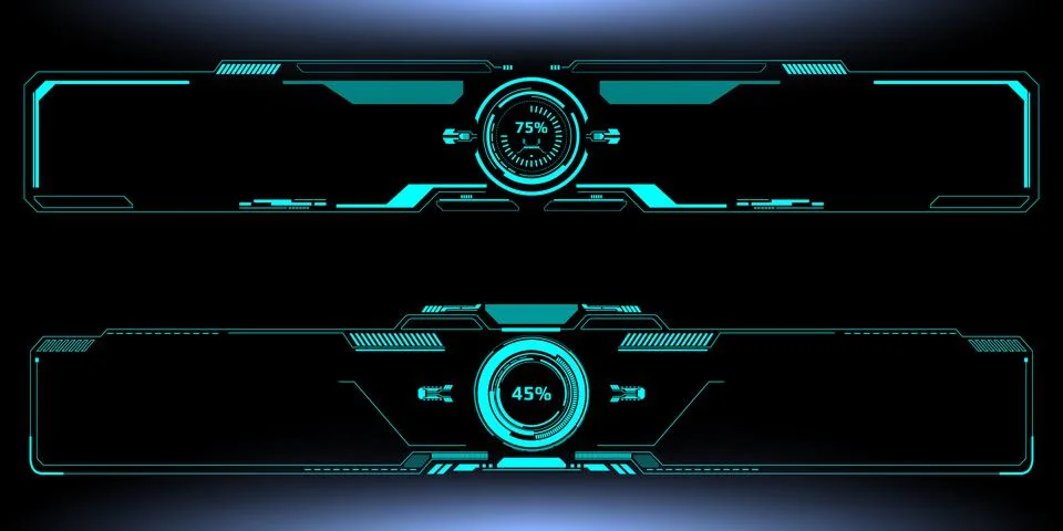 HUD UI Futuristic Technology Interface Screen Elements Panel Vector Illustrazione stock