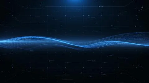 HUD UI Grid Pattern Background with Futuristic Blue Element Wave Illustration 库存插图