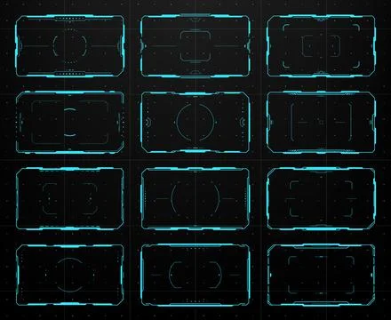 HUD UI interface aim control target frames set Stock Illustration