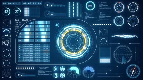 HUD UI technology interface screen with futuristic elements abstract background Stock Footage 201807973