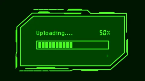 HUD Upload Process Animation on Black Background Stock Footage 117793778