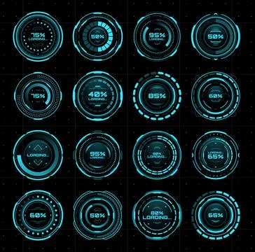 HUD user interface futuristic circle loading bars Stock Illustration
