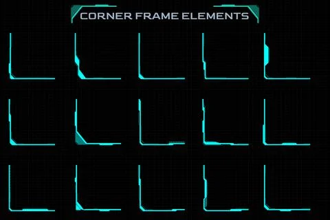 HUD Vector Futuristic Line Border Frame Template for Screen Game Stock Illustration