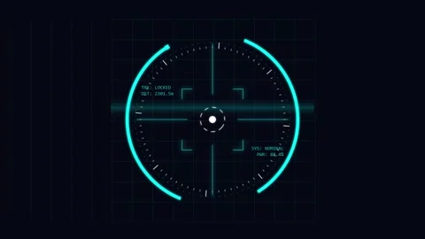 HUD Weapon Interface 4K featuring a circular targeting reticle Stock Footage 335870285