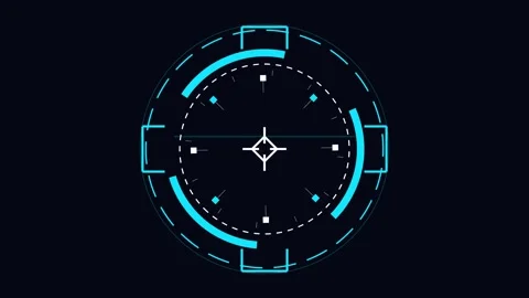 HUD Weapon Interface Futuristic Sci-Fi Digital Reticle and Tactical Aiming Stock Footage 346533546