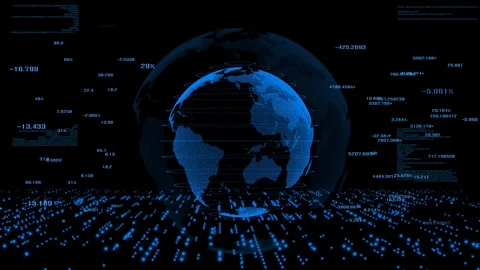 HUD. The world digital data  cyber technology background. Stock Footage 111234008