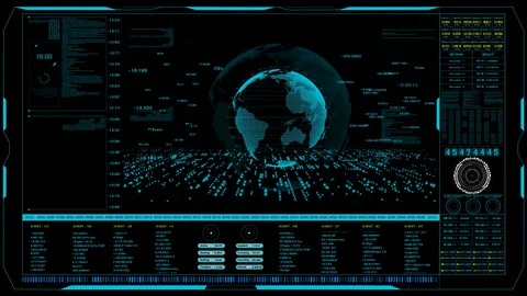 HUD The world digital data cyber technology background. Stock Footage 112294120