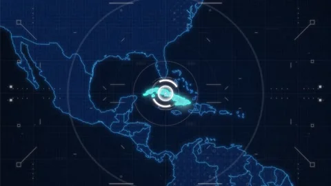 HUD Zoom Map of cuba Stock Footage 342463836