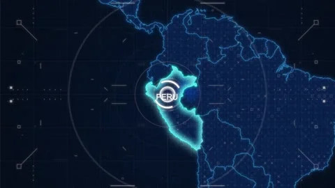 HUD Zoom Map of Peru Stock Footage 342464198