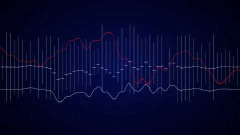 HUD.Equalizer Candles, blue and red lines. Stockbeeldmateriaal 137802443