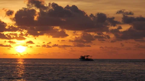 Hudson Beach, Florida Sunset Boat Passing Stock Footage 314526348