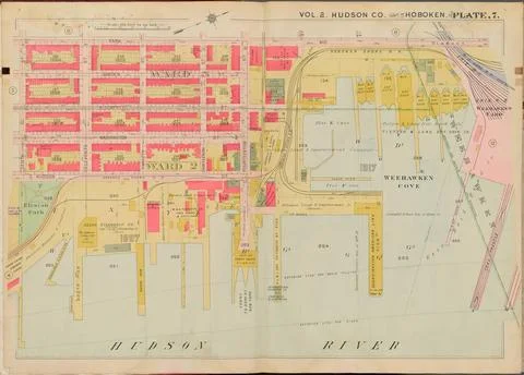 Hudson County, V. 2, Double Page Plate No. 7 Map bounded by Park Ave., Hud... Stock Photos