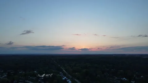 Hudson OH, Cloudy Sunset, L2R Pan R2L Strafe Stock Footage 191687819