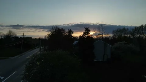 Hudson OH, Cloudy Sunset Over Neighborhood, Rise Stock Footage 191687701