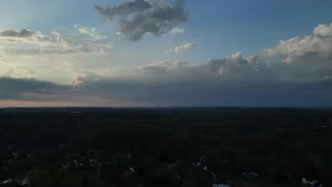 Hudson OH, Stormy-Cloudy Sunset, R2L Pan Stock Footage 191687739