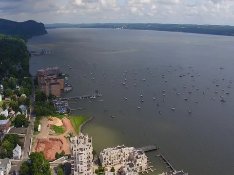 Hudson River Aerial Stockbeeldmateriaal 74671212