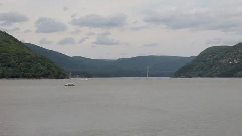 Hudson River and Bear Mountain Bridge during Summer Video stock 301575465