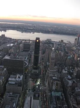 Hudson River in the background of Manhattan Stock Photos