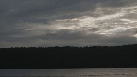 Hudson River Beautiful sunset through clouds FLAT color for edit Stock Footage 95151982