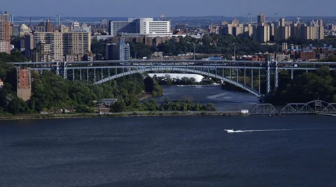 Hudson River Bridge NYC Stock Footage 29655011