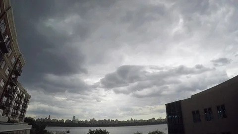 HUDSON RIVER CLOUDS TIMELAPSE WIDE Stock Footage 92447773