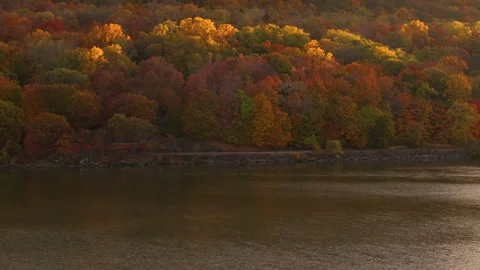 Hudson River Freight Train Across River Medium Stock Footage 297896100