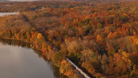 Hudson River Train Beacon Wide Above Video stock 297892976