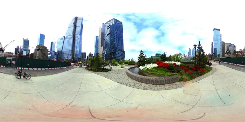 Hudson Yards in 360 degree equirectangular format 스톡 사진