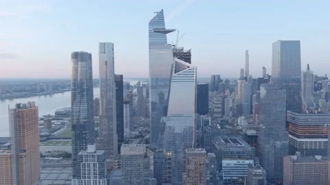 Hudson Yards Aerial Construction Drone Manhattan New York City Stock Footage
