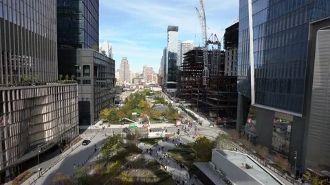 Hudson Yards Construction view from the Vessel, shadow of the vessel Stock Footage 147000596