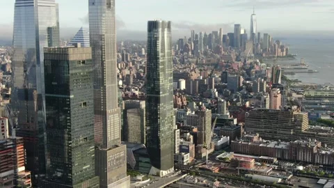 Hudson Yards tower cluster above the Chelsea street grid 動画素材 131264618