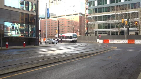 Hudson–Bergen Light Rail running through Exchange Place. Stock Footage 149446727