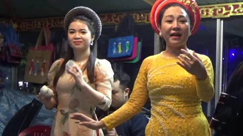Hue folk song performance on the Perfume River Stock-Footage 317131635