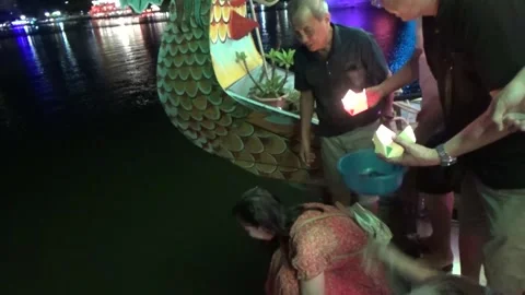 Hue folk song performance on the Perfume River Stock-Footage 317131699