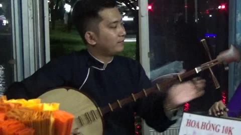 Hue folk song performance on the Perfume River Stock-Footage 317132216