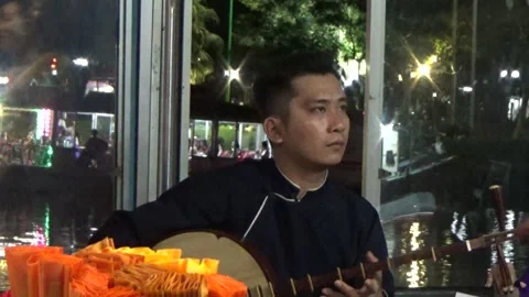 Hue folk song performance on the Perfume River Stock-Footage 317132329