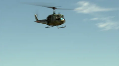 Huey Helicopter Fly By Stock Footage