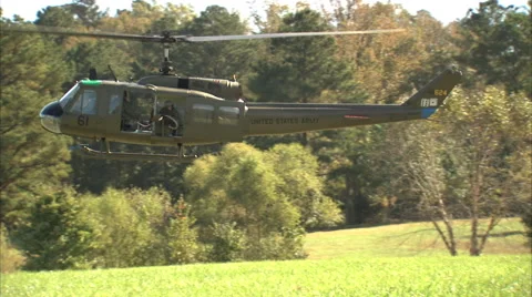 Huey Helicopter Hover Take Off Stock-Footage 46307352