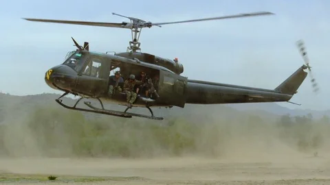 Huey Landing Stock Footage 71717155