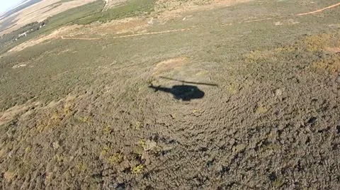 Huey Shadow Close to the Ground Stock Footage 11147919