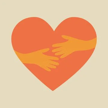 Hug hands out in heart shape symbolizing connection and love, abstract Stock Illustration