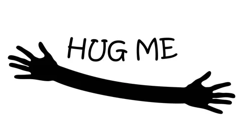 Hug me written above open arms and hands animation Stock Footage 67706777